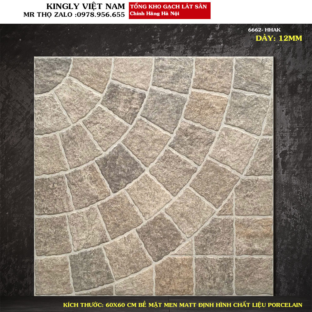 Gạch lát sân giả đá cubic 60x60 6662